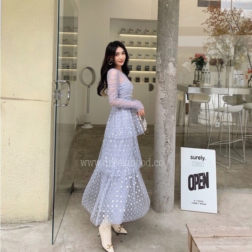 Self portrait sequin midi evening dress